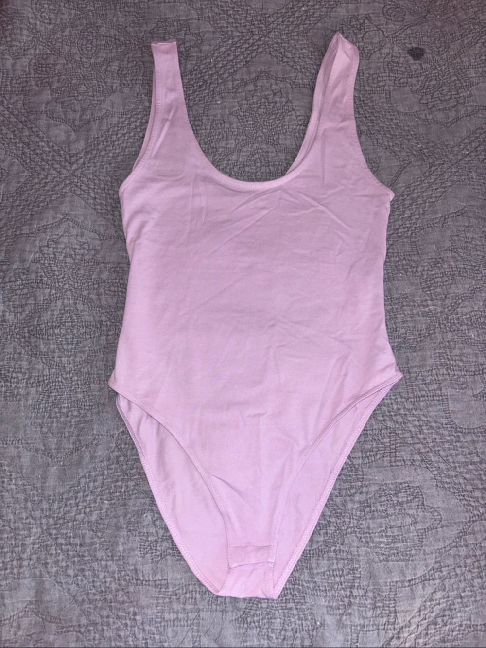 Zara Lilac Scoop Neck Snap-closure body suit